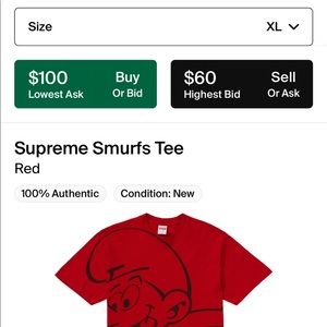 Supreme x smurfs XL